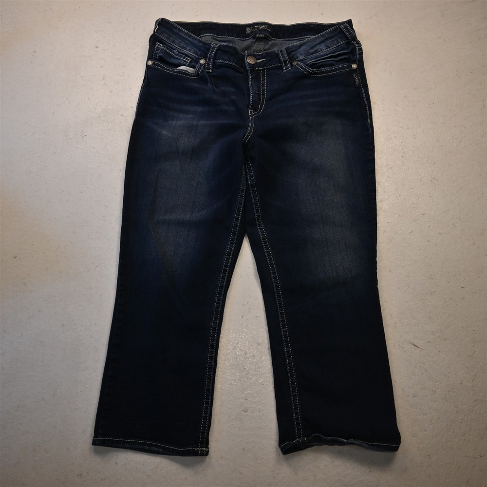 SIlver Jeans 16 High Rise Suki Mid Capri Rinse Stretch Denim Womens Jeans